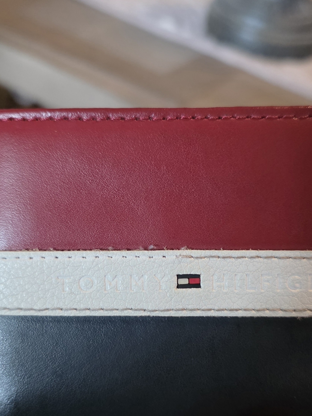 Tommy Hilfiger Red, White & Navy Leather Card Holder Wallet